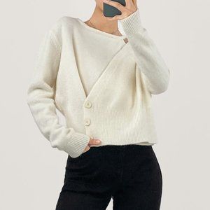 Ivory overlap knit sweater
